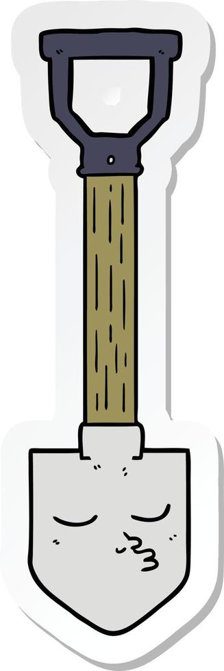 sticker of a cartoon shovel vector