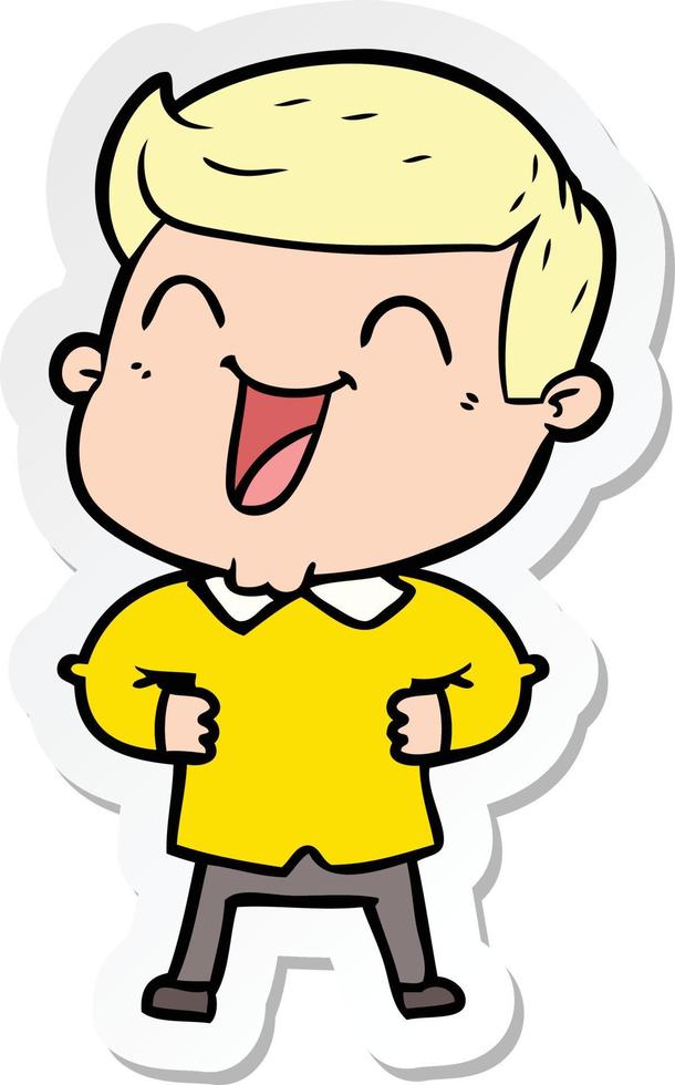 sticker of a cartoon man laughing vector