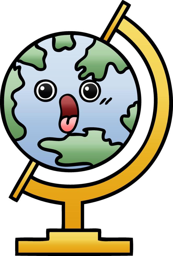 gradient shaded cartoon globe of the world vector