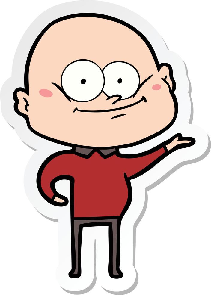 sticker of a cartoon bald man staring vector