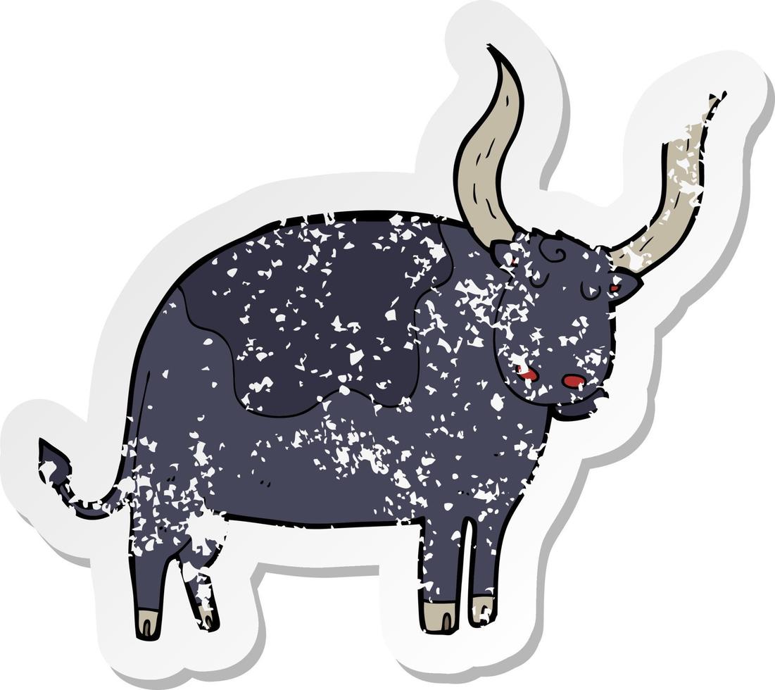 retro distressed sticker of a cartoon ox vector