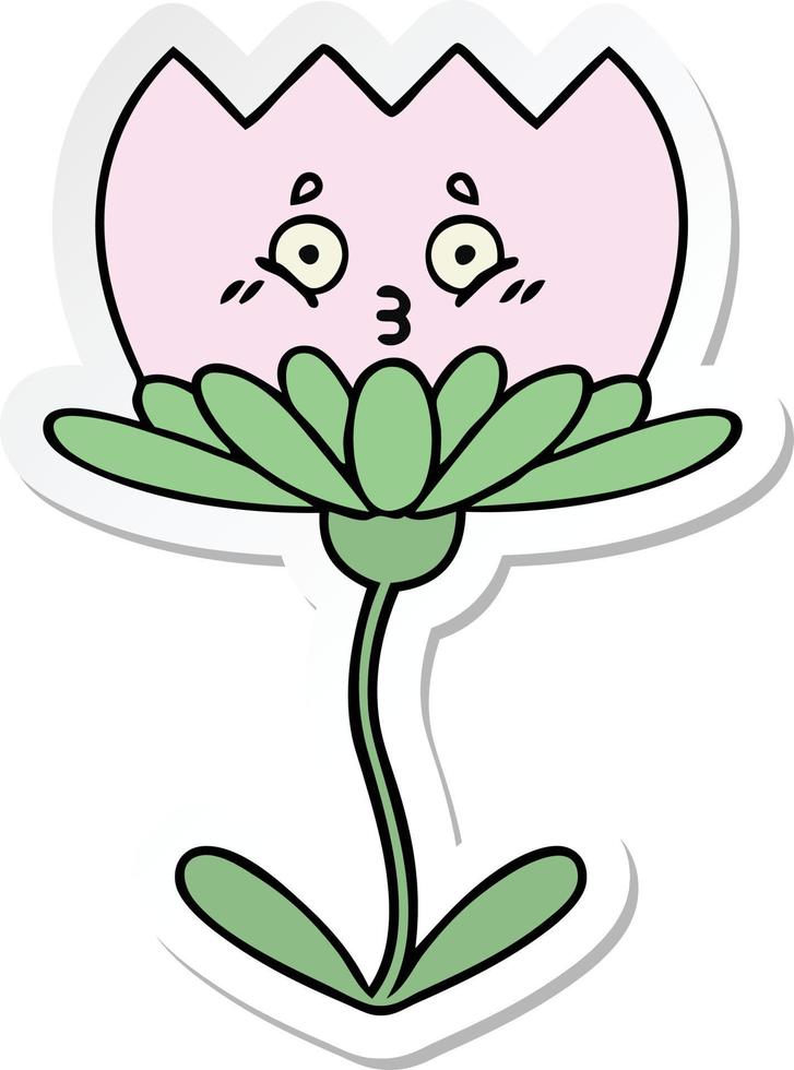 sticker of a cute cartoon flower vector