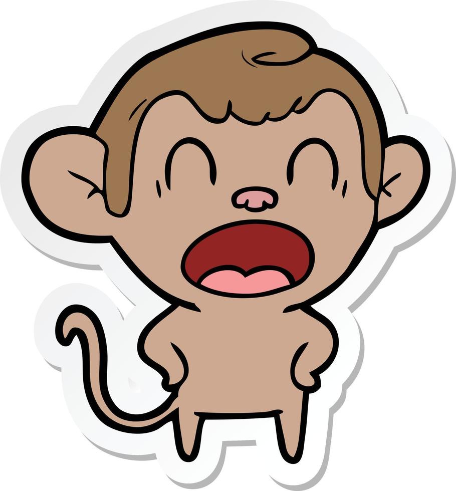 sticker of a shouting cartoon monkey vector