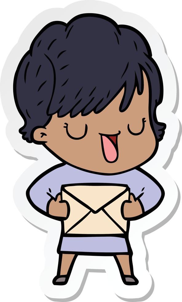 sticker of a cartoon woman talking vector