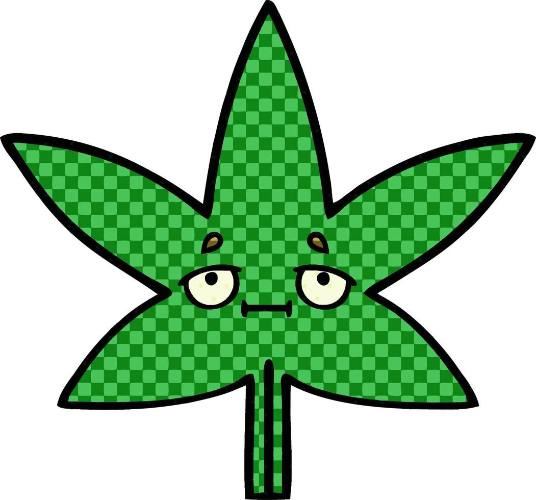 comic book style cartoon marijuana leaf vector