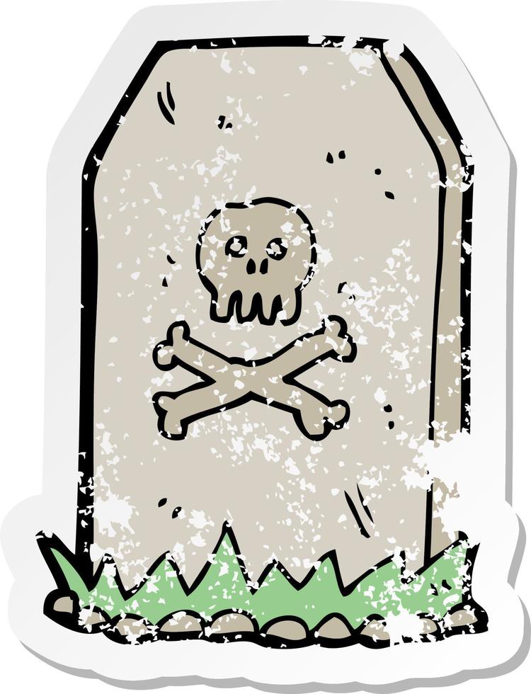 retro distressed sticker of a cartoon spooky grave vector
