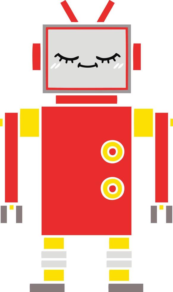 flat color retro cartoon robot vector