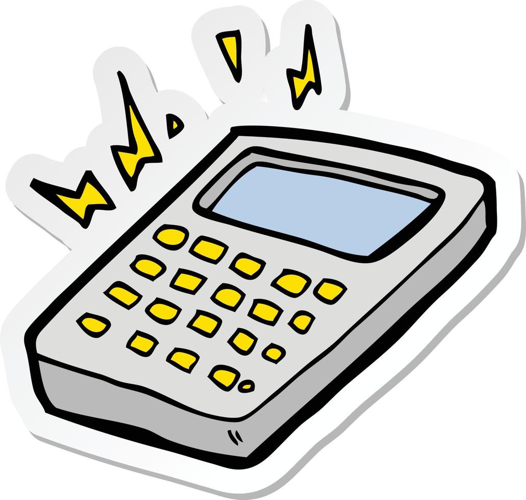 sticker of a cartoon calculator vector