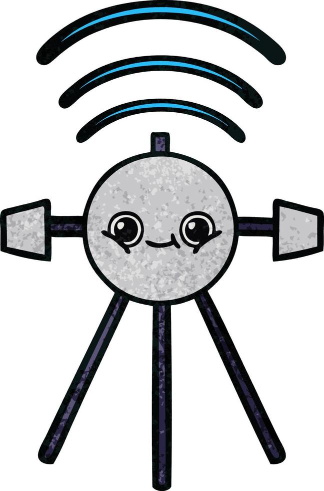 retro grunge texture cartoon satellite vector
