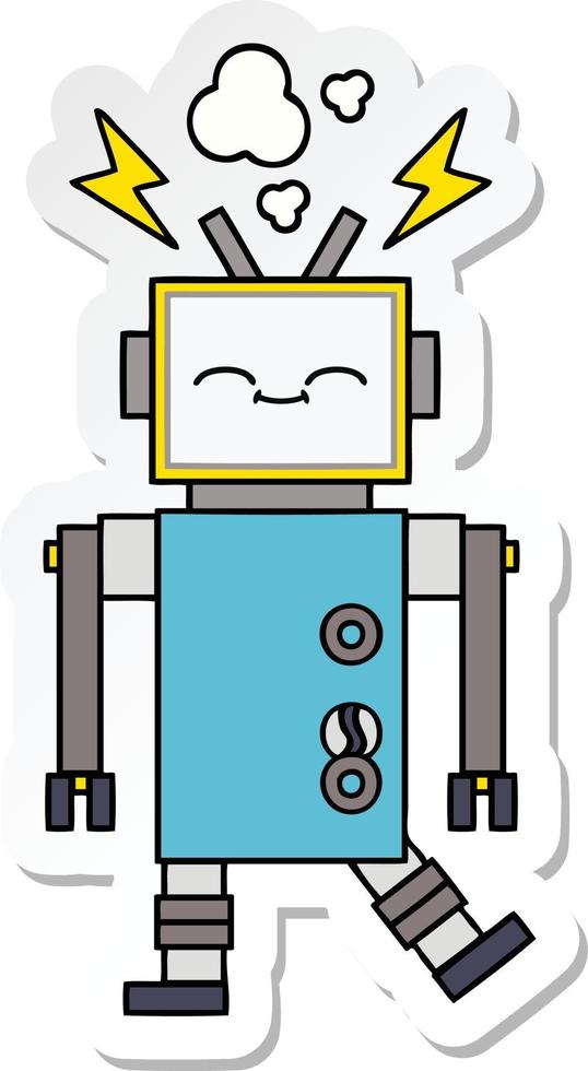 sticker of a cute cartoon robot vector