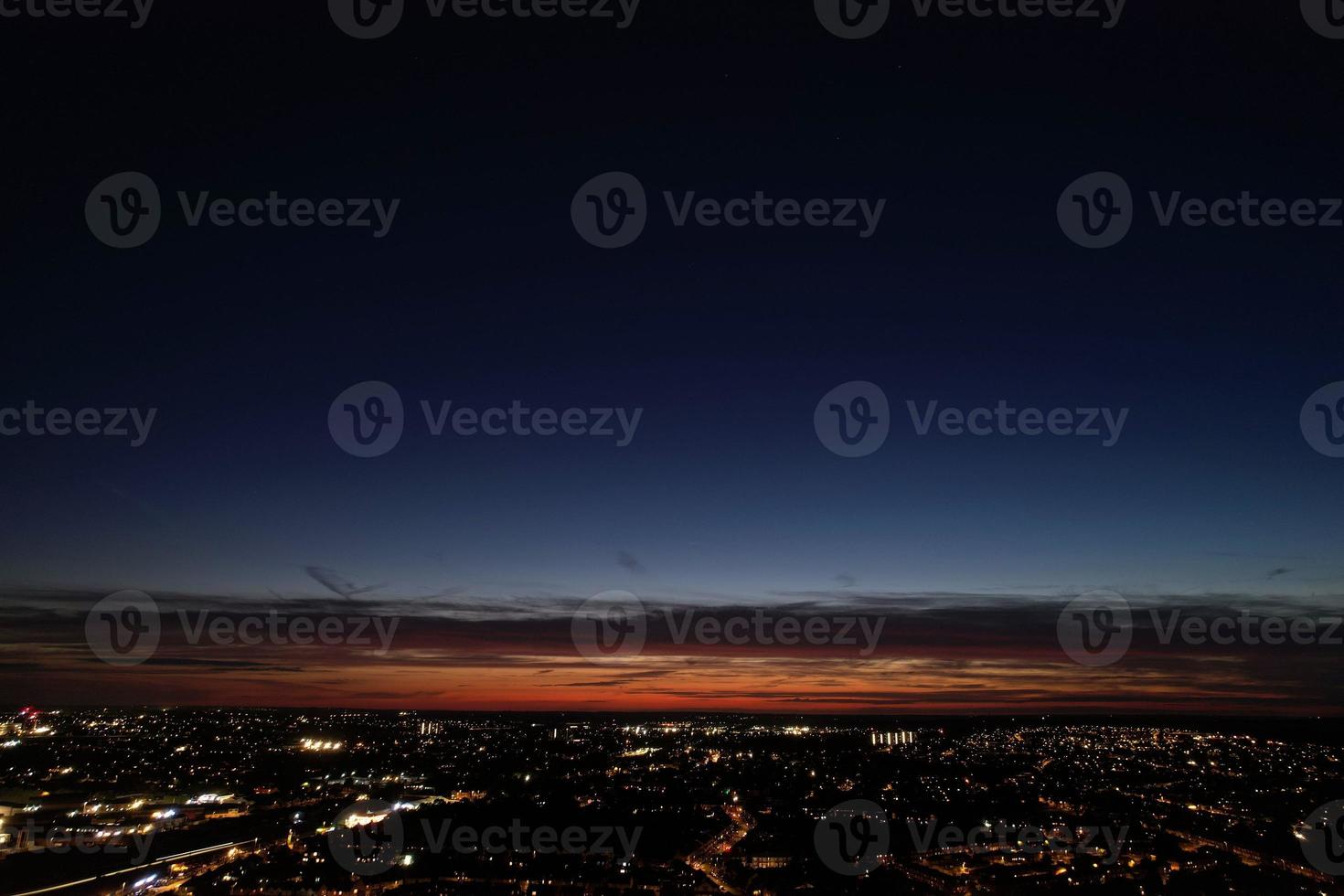 Beautiful High Angle View of Luton Town of England at Night, Drone's footage after sunset photo