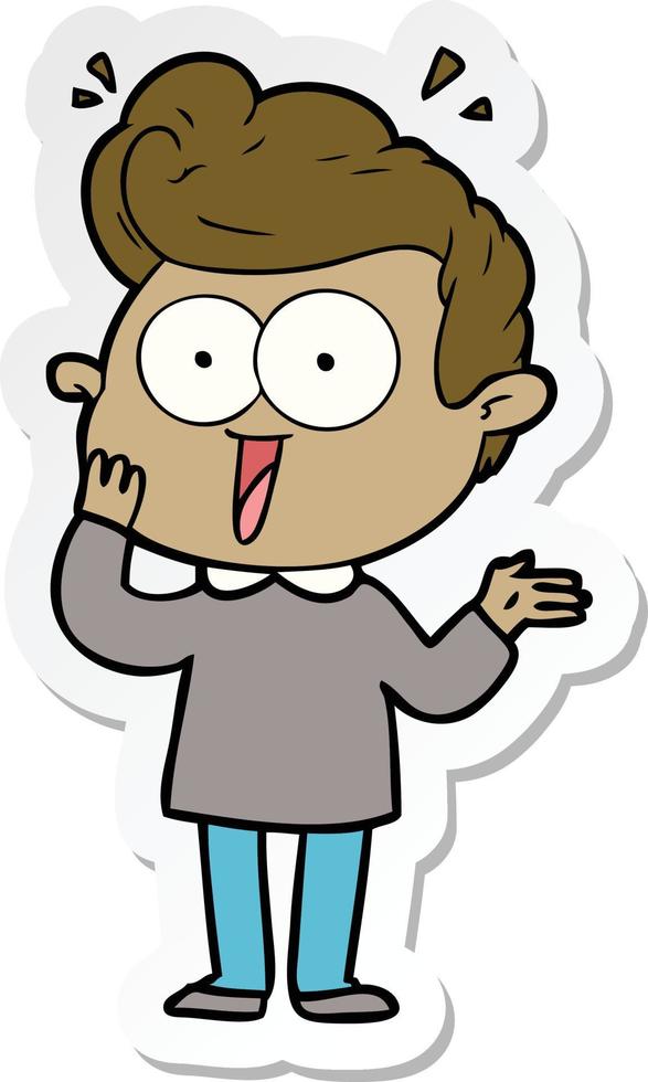 sticker of a cartoon staring man vector