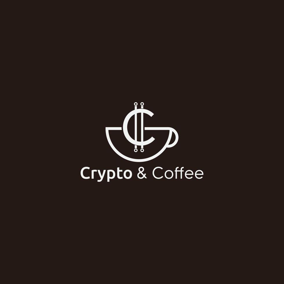 C Letter Or Coffee Cup Crypto Technology Logo Design Template vector