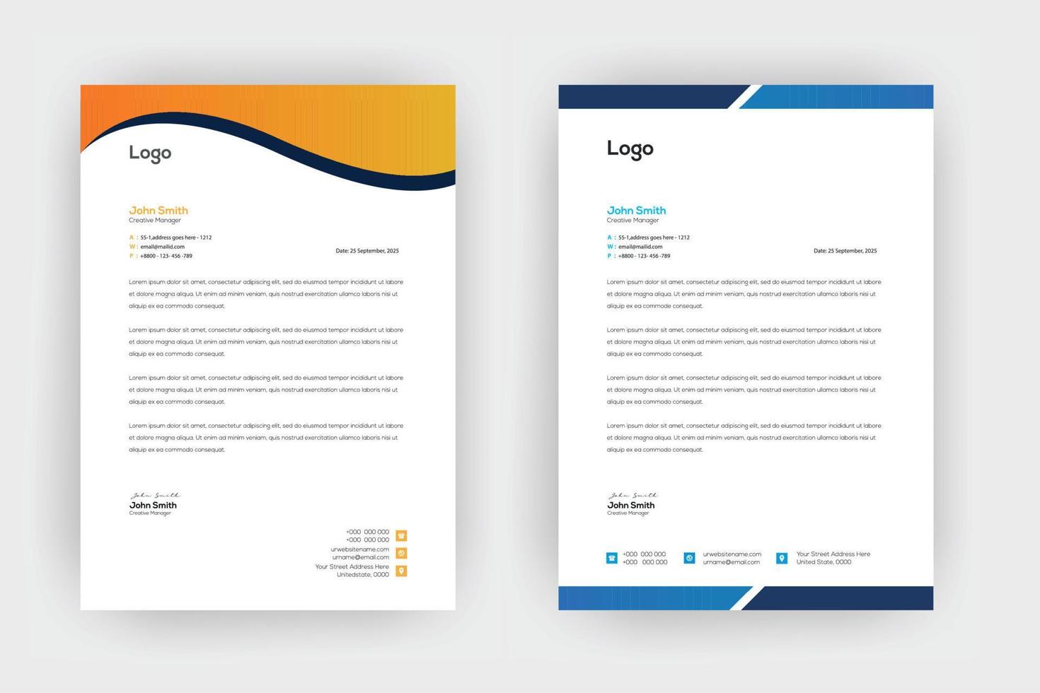 Professional business style letterhead template design vector