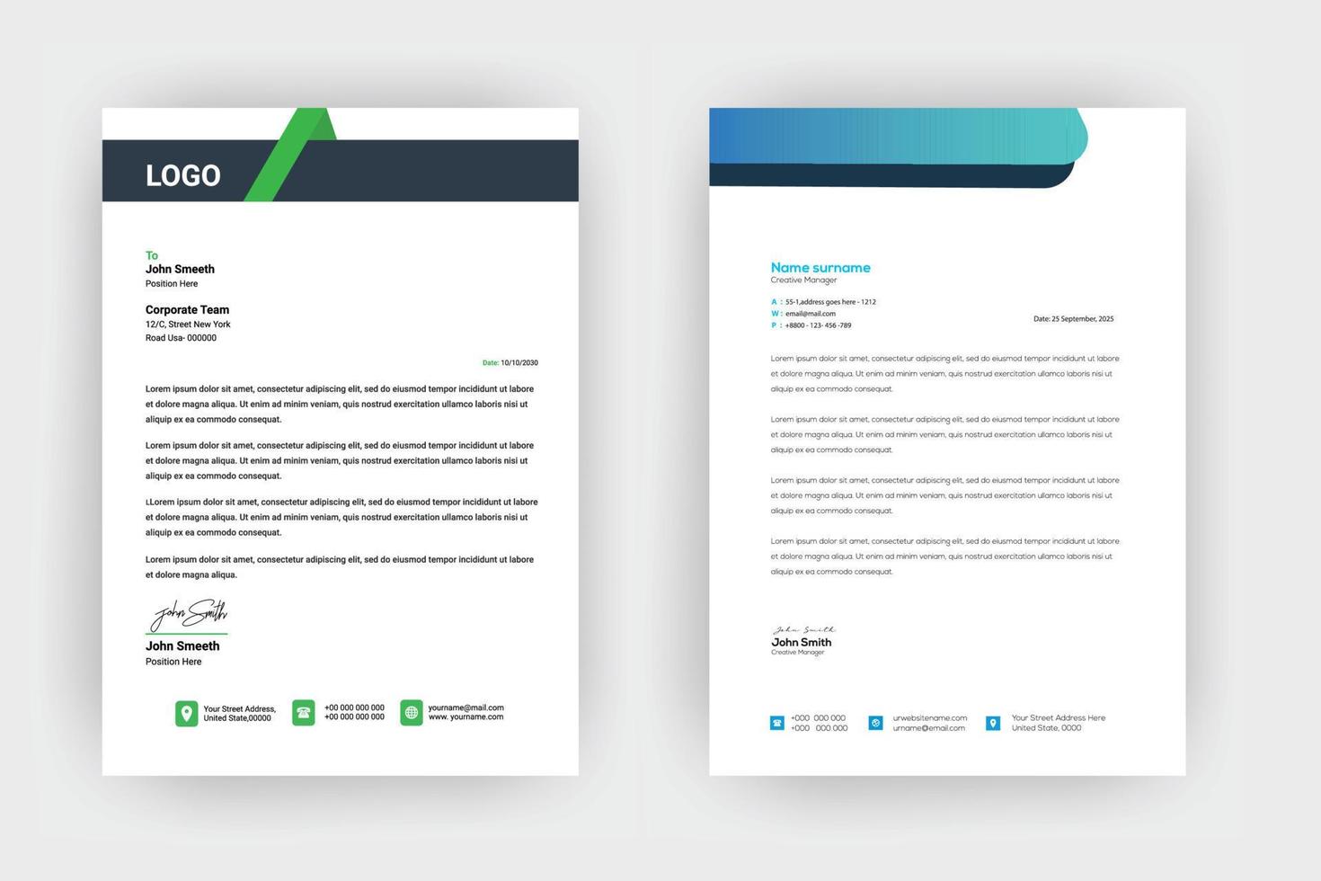 Professional business style letterhead template design vector