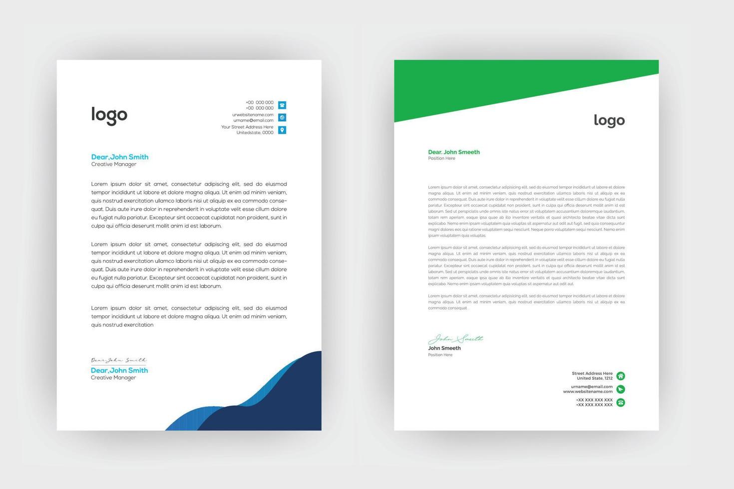 Professional business style letterhead template design vector