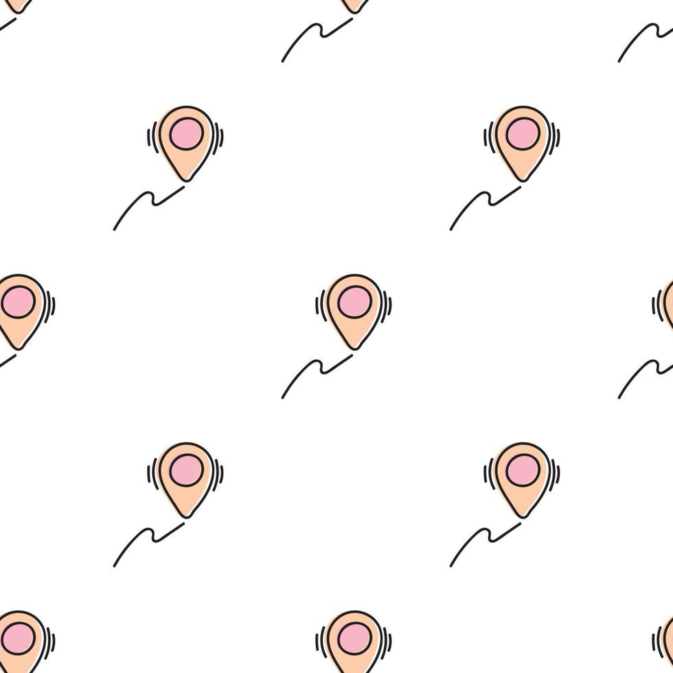 map pin, vector seamless pattern, Editable can be used for web page backgrounds, pattern fills. Cute doodle pin pattern.