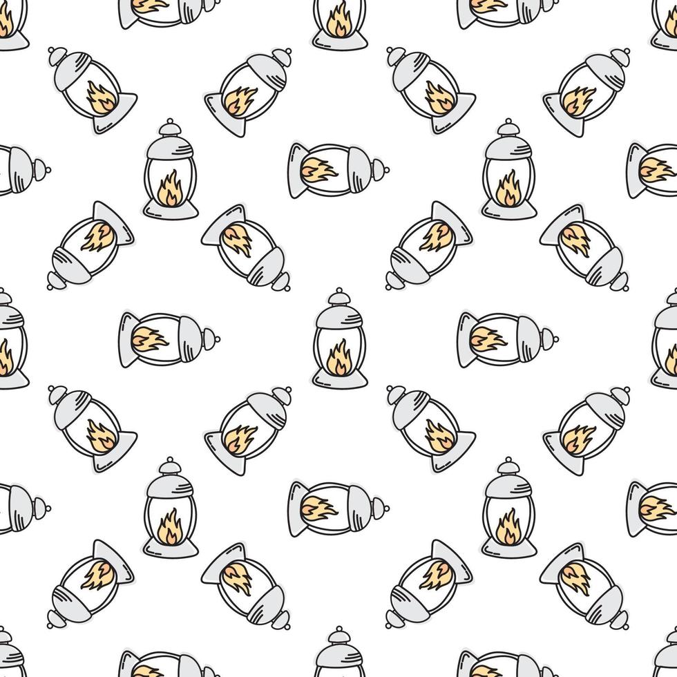 Pear and Kerosene lamp. Seamless pattern on a white background. Cute vector illustration.