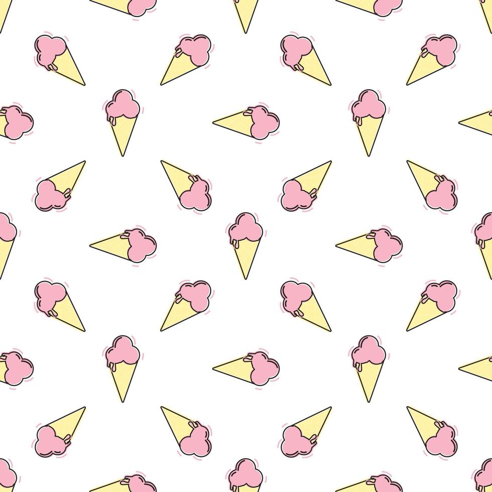 Ice cream seamless pattern on white background. Ice cream doodle illustration background . Assorted Ice Cream for print, add, card and textile vector