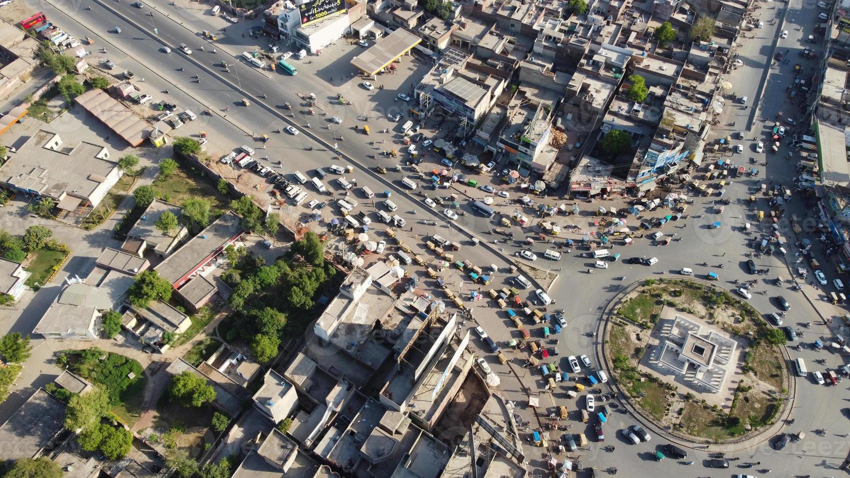 High Angle Aerial View of Sheikhupura City of Punjab Pakistan, Drone's Footage. Sheikhupura also known as Qila Sheikhupura, is a city in the Pakistani province of Punjab. photo