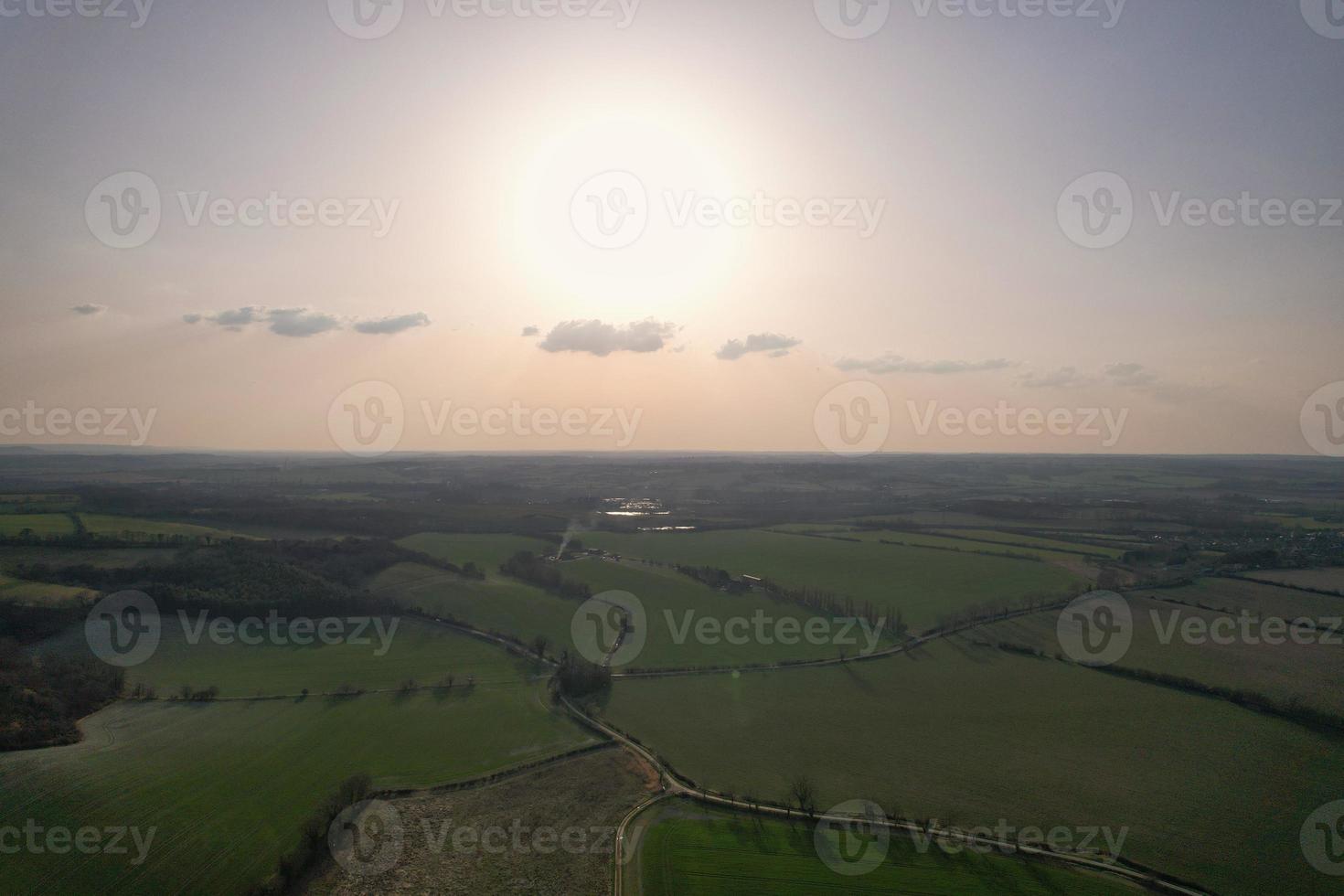 Gorgeous Aerial View of Luton City of England UK at Sunset Time, Colourful Clouds high angle footage taken by drone photo