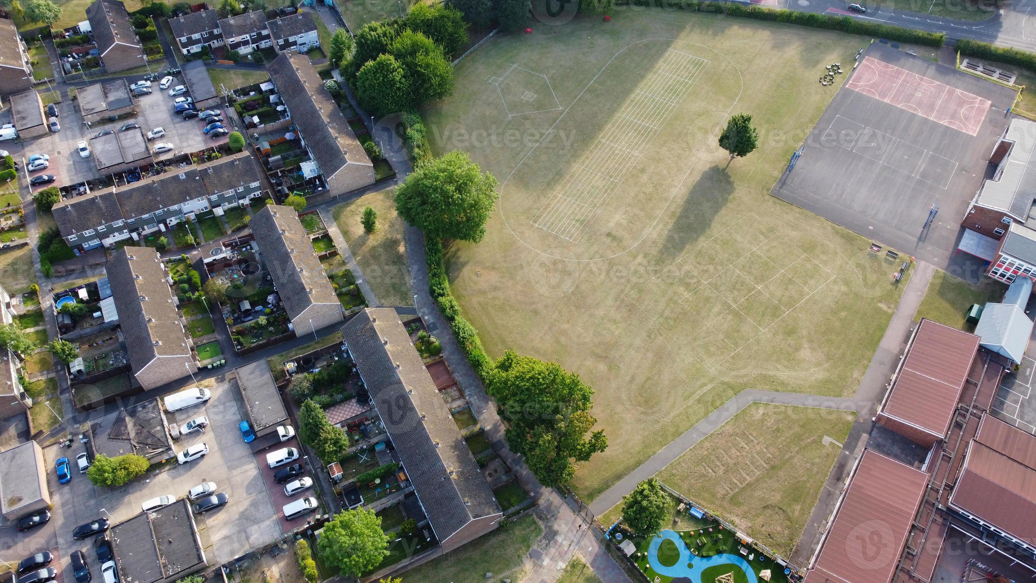 Beautful Aerial View and High Angle footage of Leagrave Station Area of