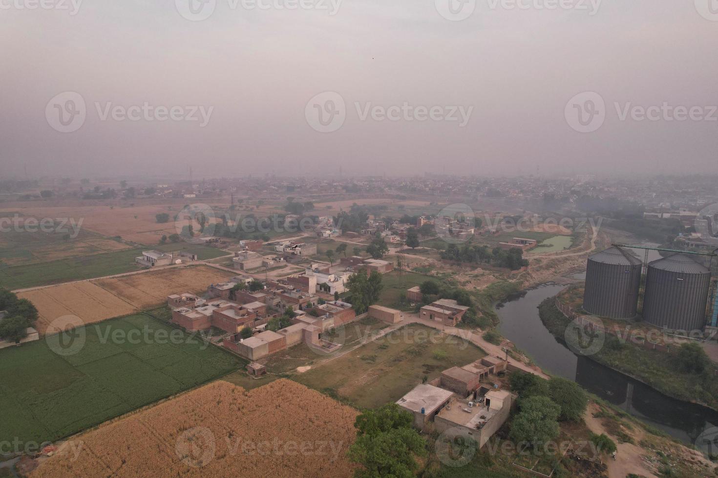 Aerial view of Kala Shah Kaku Village of Punjab Pakistan photo