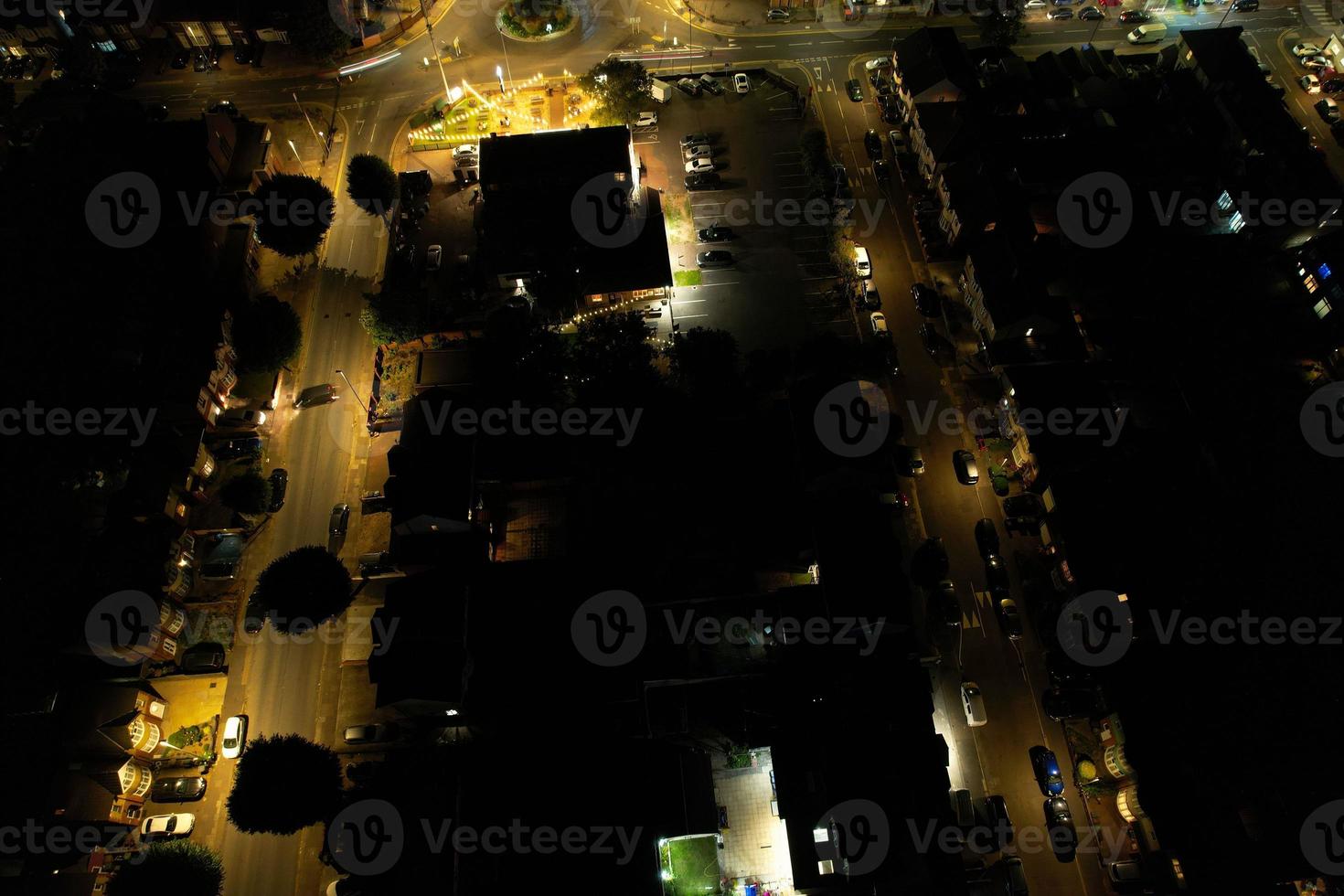 Beautiful High Angle View of Luton Town of England at Night, Drone's footage after sunset photo