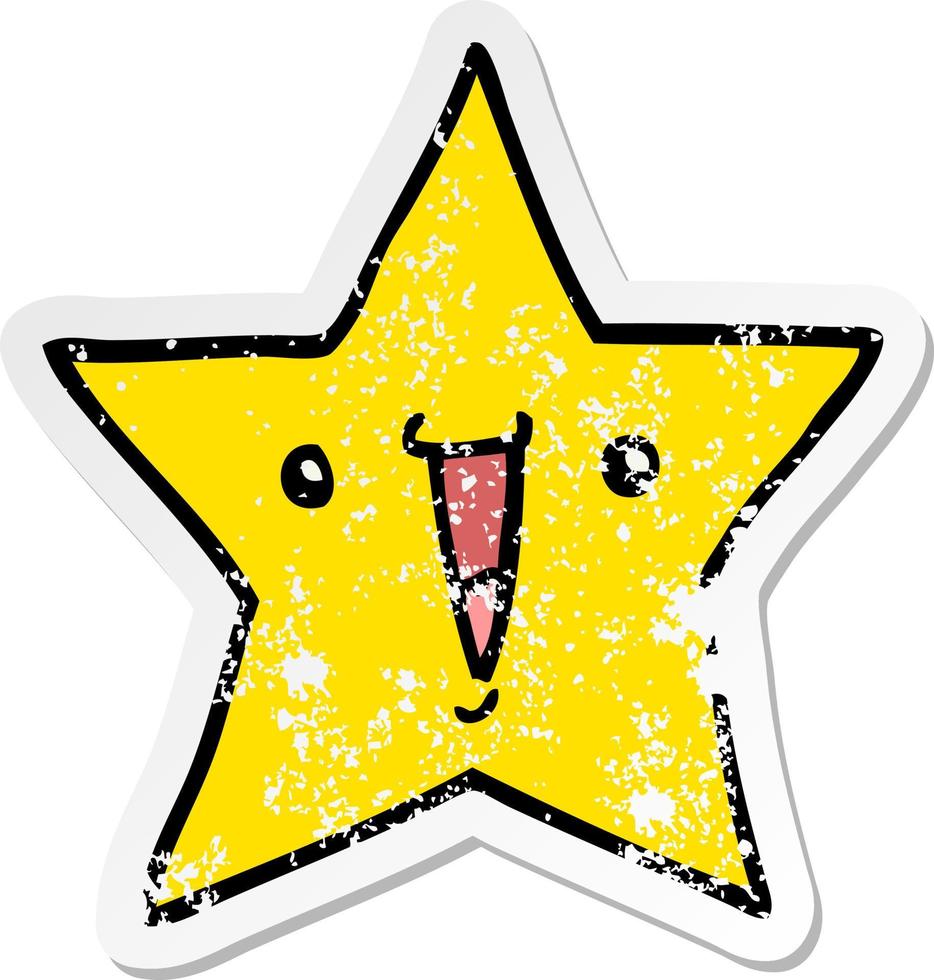 distressed sticker of a cartoon star vector