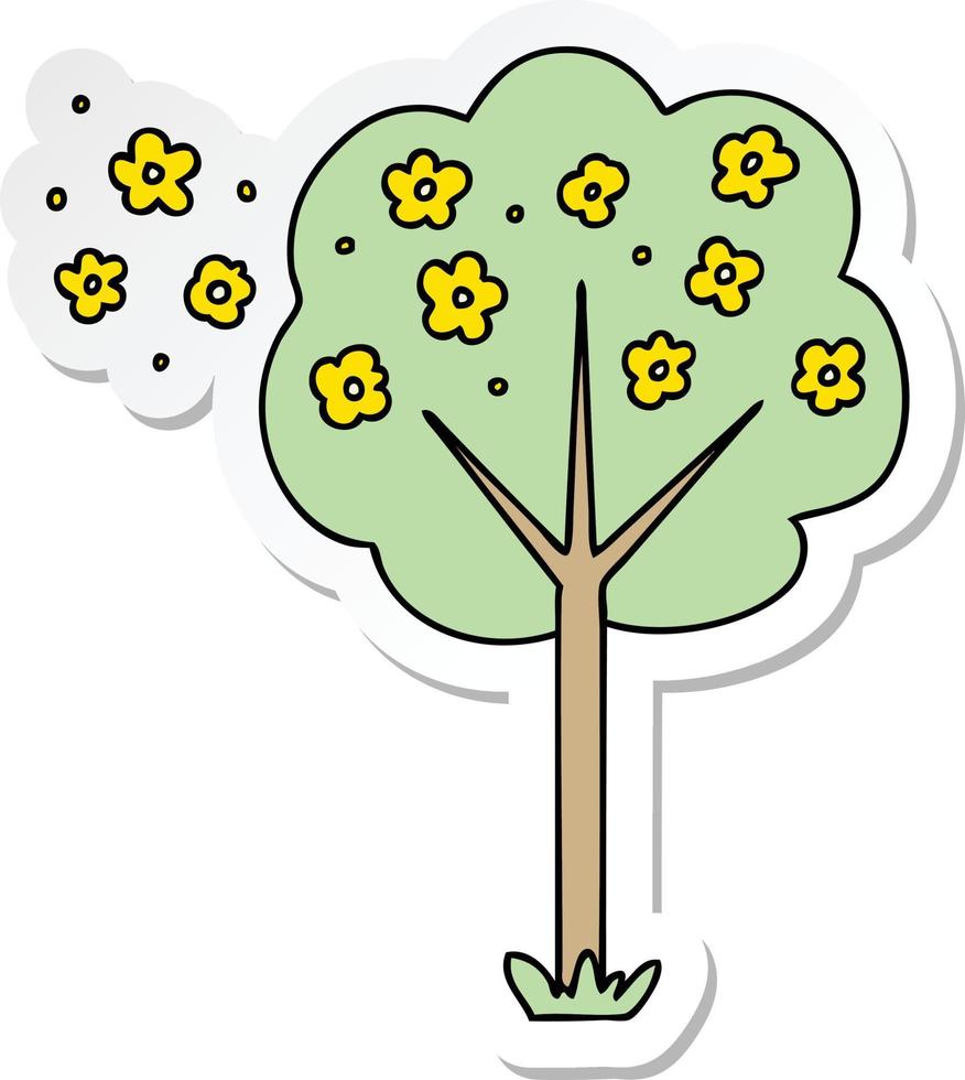 sticker of a quirky hand drawn cartoon tree vector