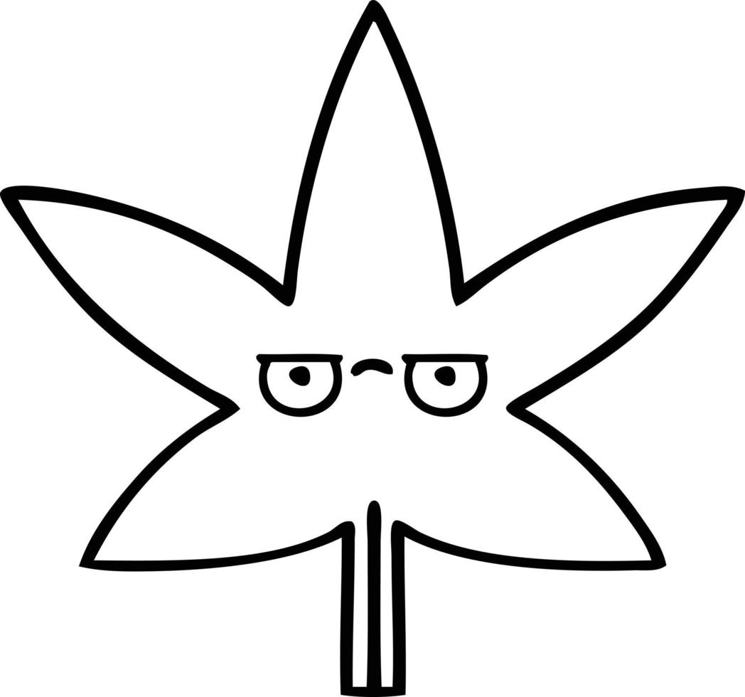 line drawing cartoon marijuana leaf vector