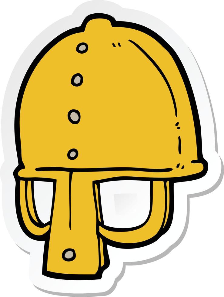 sticker of a cartoon medieval helmet vector