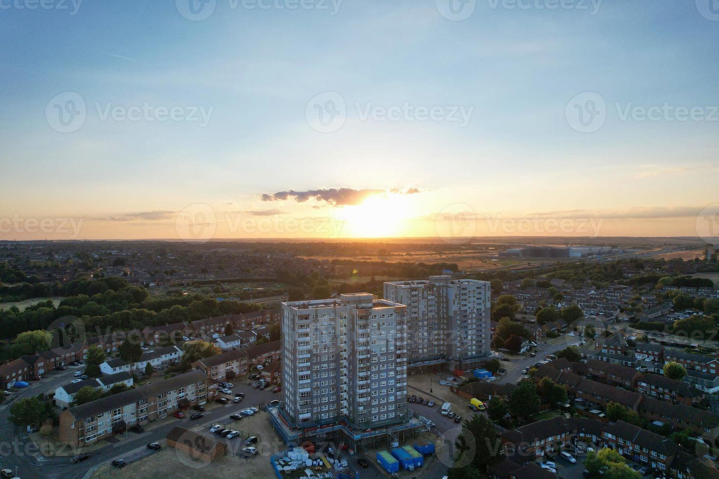Beautiful Aerial view of North Luton City of England at Sunset Time photo