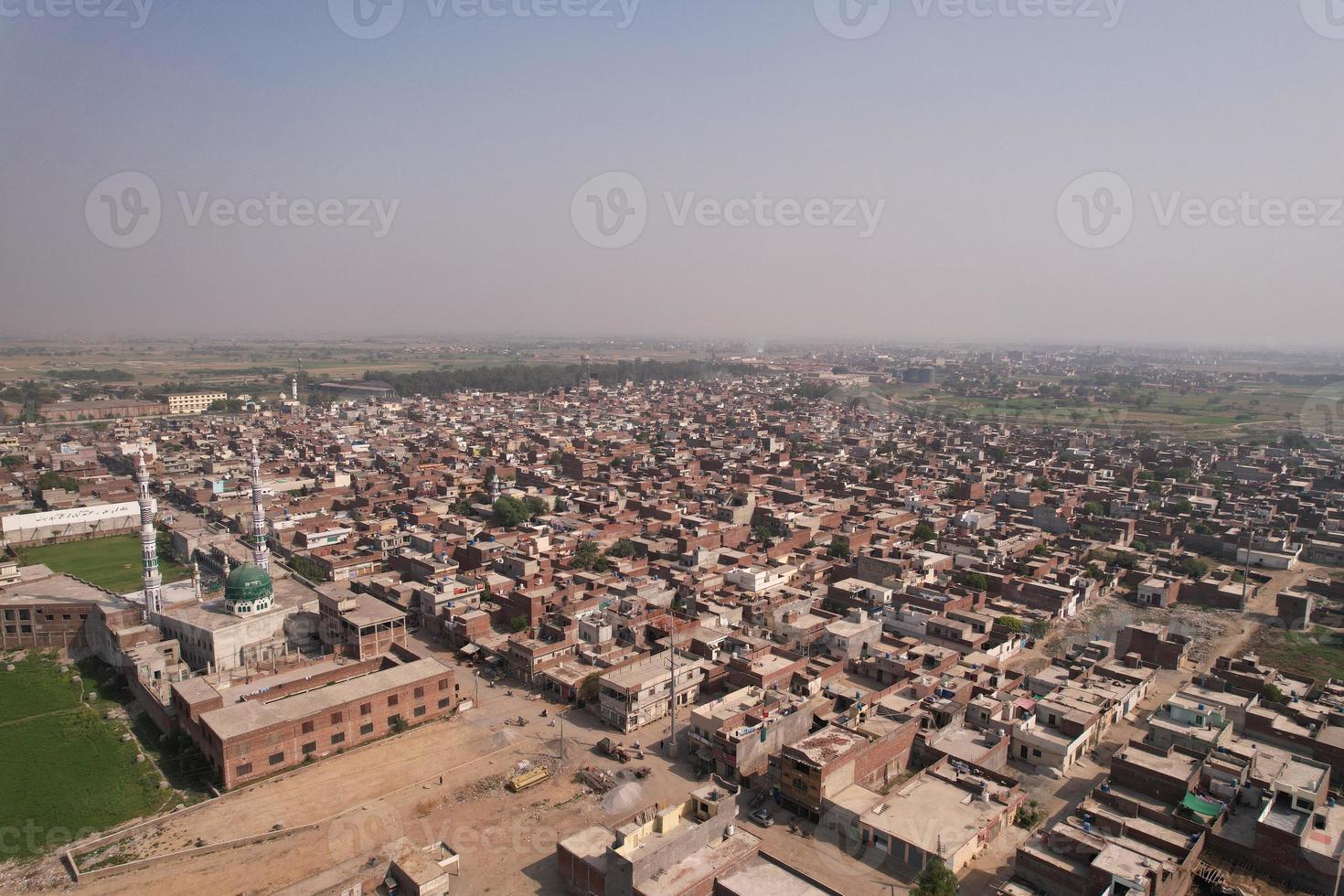 Aerial view of Kala Shah Kaku Village of Punjab Pakistan photo