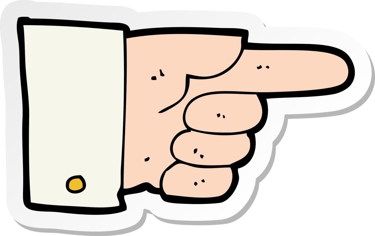 sticker of a cartoon pointing hand vector