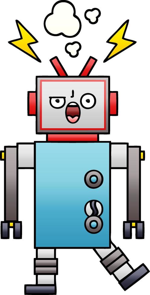 gradient shaded cartoon broken robot vector