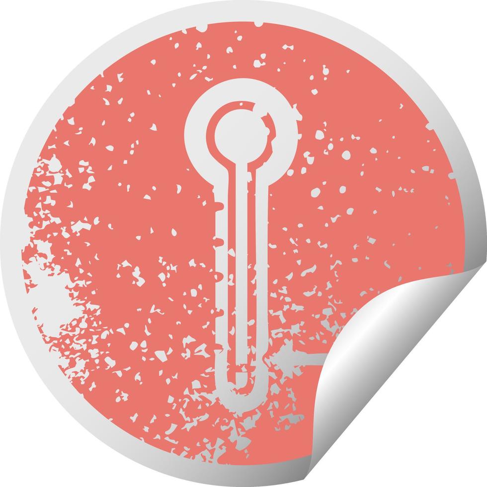 distressed circular peeling sticker symbol cold thermometer vector