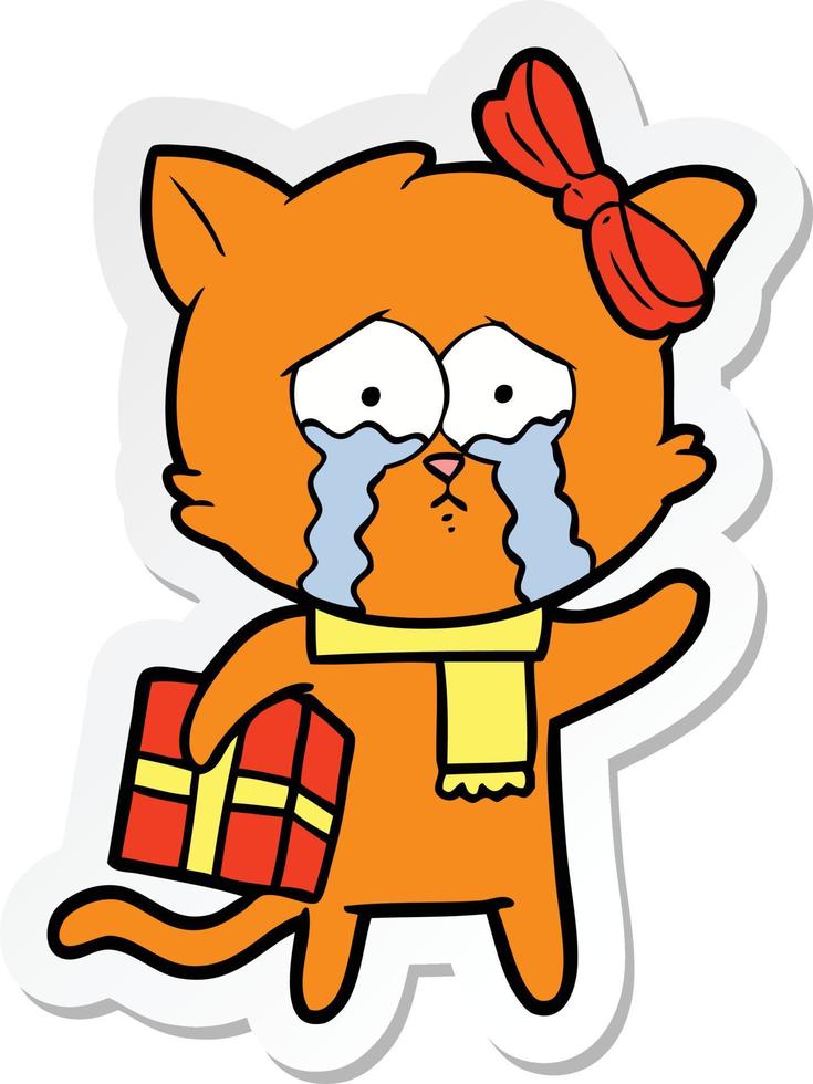 sticker of a cartoon cat vector