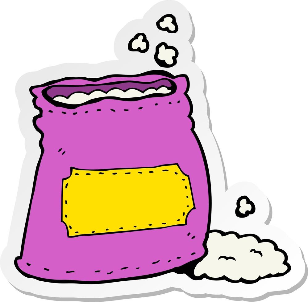 sticker of a cartoon bag of flour vector