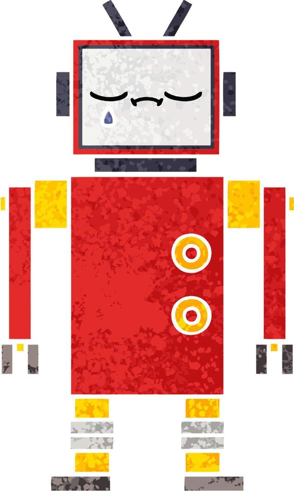 retro illustration style cartoon robot vector