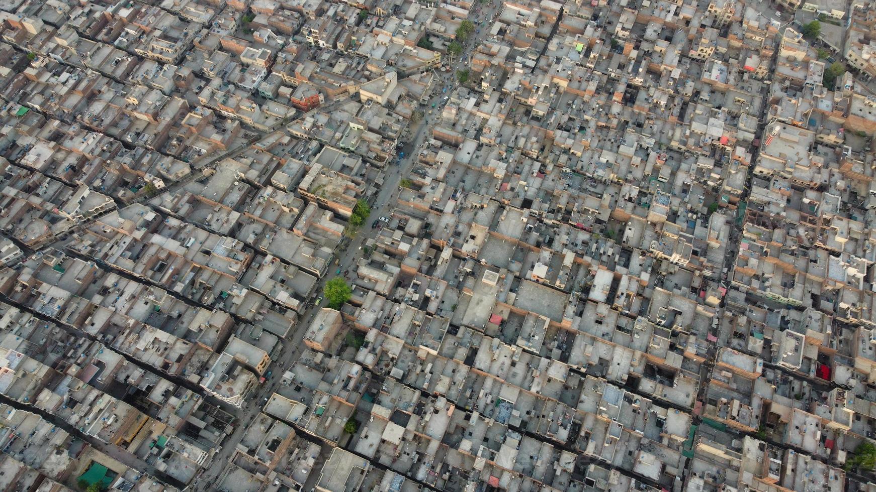 High Angle View of Gujranwala City and Residential houses at Congested Aerial of Punjab Pakistan photo