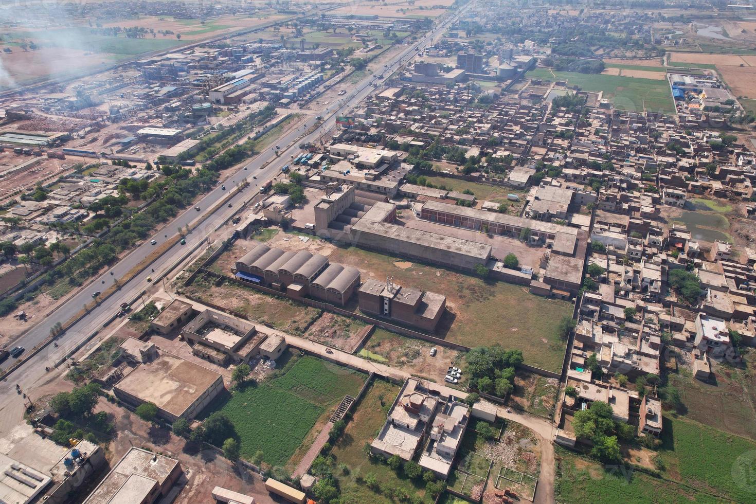 Aerial view of Kala Shah Kaku Village of Punjab Pakistan photo