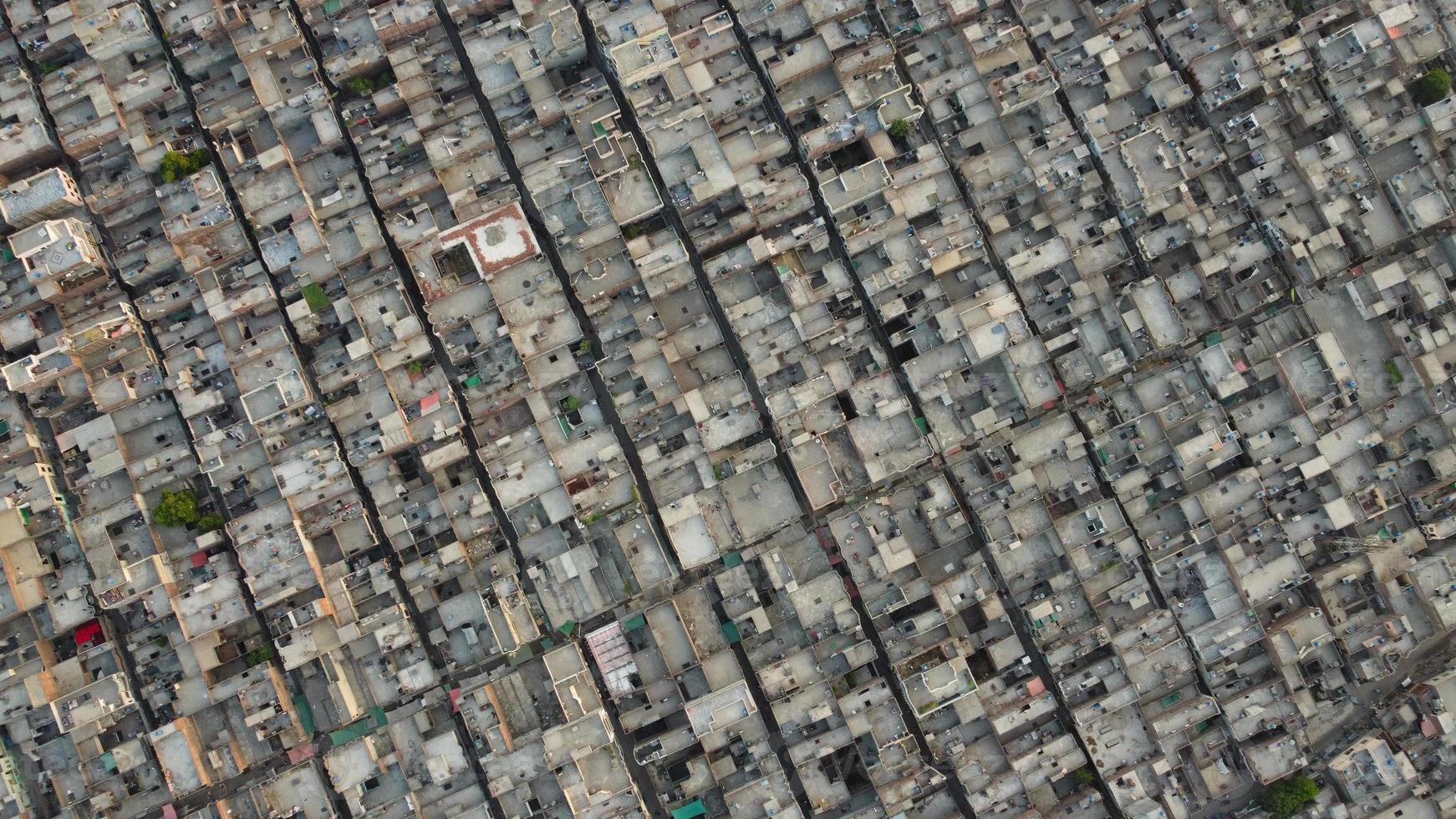 High Angle View of Gujranwala City and Residential houses at Congested Aerial of Punjab Pakistan photo