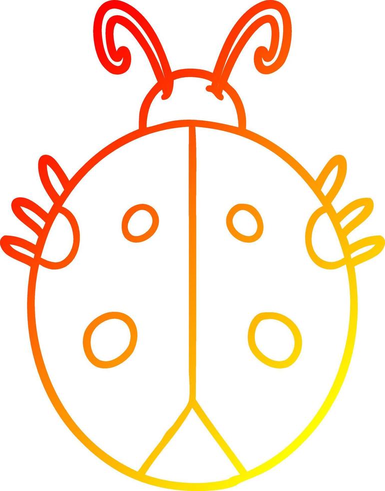 warm gradient line drawing cartoon ladybug vector