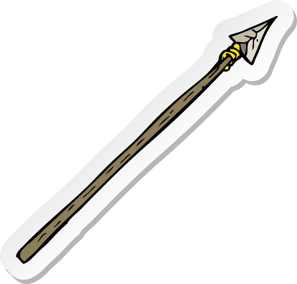 sticker of a cartoon primitive spear vector
