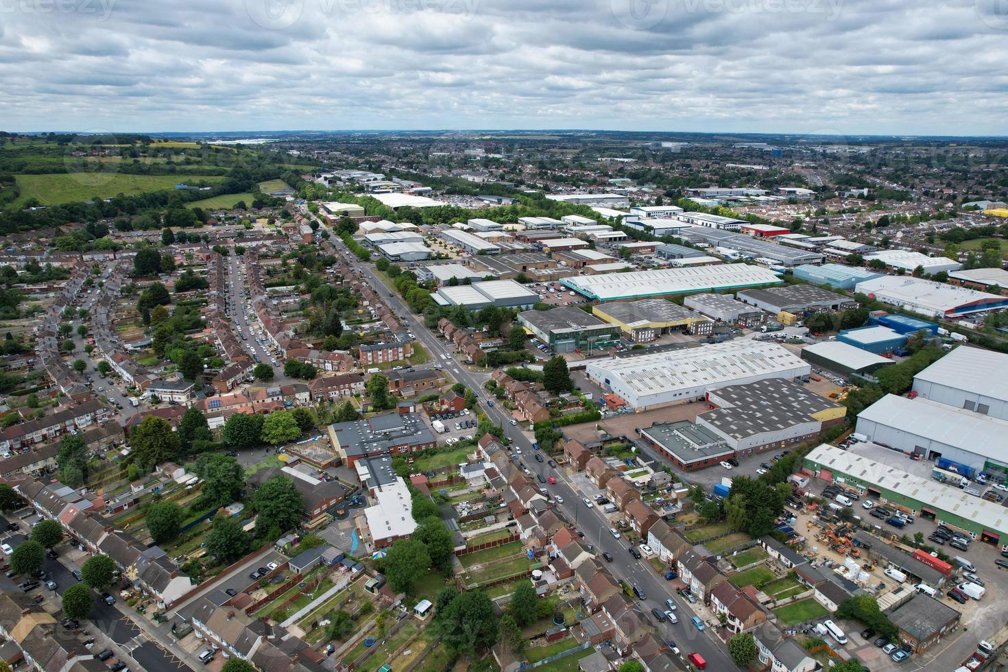 High Angle Aerial footage of Dallow Industrial Estate at Luton Town of England UK photo