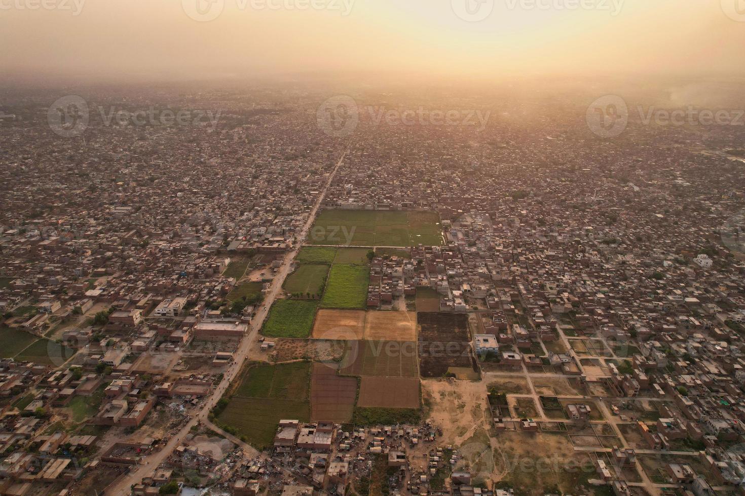 High Angle View of Gujranwala City and Residential houses at Congested Aerial of Punjab Pakistan photo