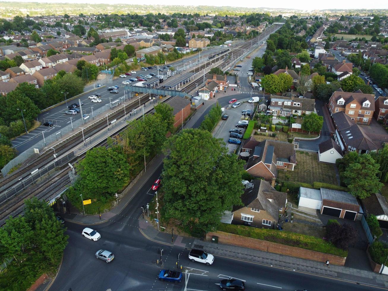 Aerial View of City Center on a Hot Summer Day, Luton is town and borough with unitary authority status, in the ceremonial county of Bedfordshire photo