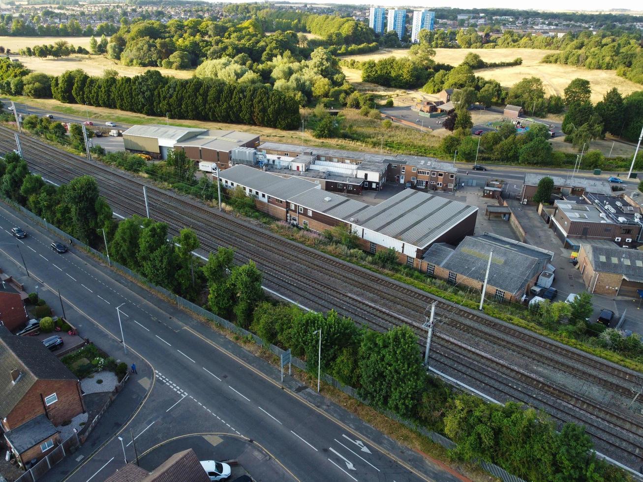 Aerial View of City Center on a Hot Summer Day, Luton is town and borough with unitary authority status, in the ceremonial county of Bedfordshire photo