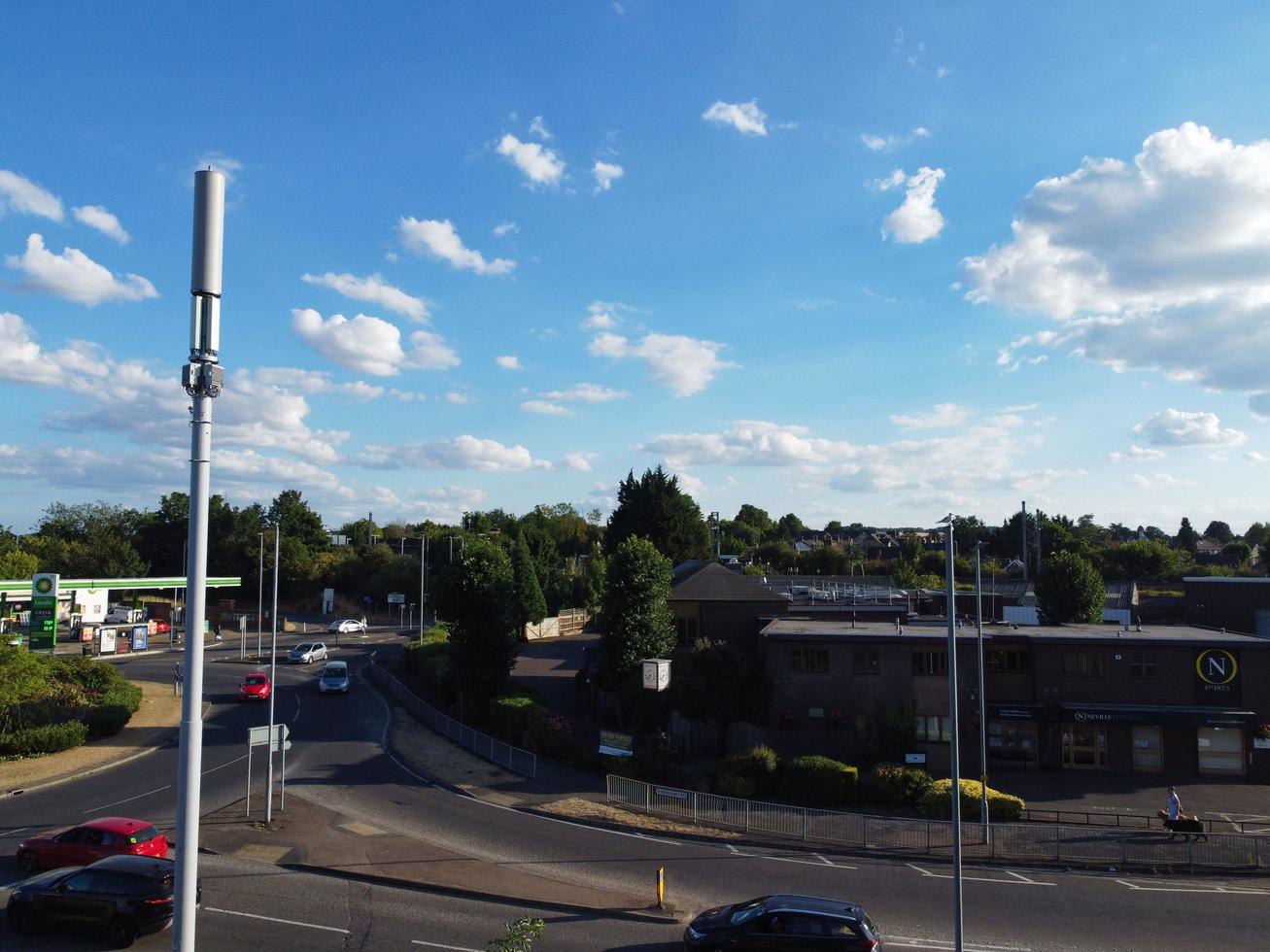 Aerial View of City Center on a Hot Summer Day, Luton is town and borough with unitary authority status, in the ceremonial county of Bedfordshire photo